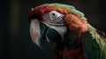 Profile portrait of green-winged macaw parrot. Generative AI Royalty Free Stock Photo