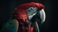 Profile portrait of green-winged macaw parrot. Generative AI Royalty Free Stock Photo