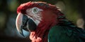 Profile portrait of green-winged macaw parrot. Generative AI Royalty Free Stock Photo