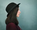 Profile Portrait Lady Wearing Hat Concept