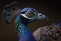 Profile portrait of a peacock - Generative AI Royalty Free Stock Photo