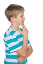 Profile portrait of a preteen boy Royalty Free Stock Photo