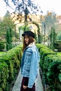 Pretty girl posing in the Valldemossa Charterhouse gardens Royalty Free Stock Photo