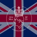 Profile portrait of prince Charles, King of England. King's Charles III Coronation at 6th May 2023 Square banner