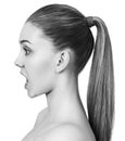 Profile portrait of surprised young woman with open mouth. Royalty Free Stock Photo