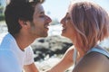 Young couple looking at each other smiling Royalty Free Stock Photo