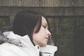 Profile portrait of a young woman