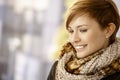 Profile portrait of young woman with scarf Royalty Free Stock Photo