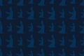 Profile of a praying man. Seamless pattern. Endless ornament for Ramadan. Blue background