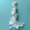 Profile of a pregnant woman carefully holding her big belly, made of crumpled paper, motherhood,