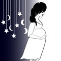 Profile of pregnant woman and silhouette of toys