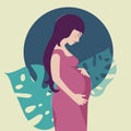 Profile of pregnant young woman with big belly Royalty Free Stock Photo