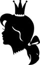 Profile of a princess or queen. Vector silhouette illustration.