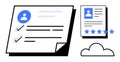 Digital Document and Cloud Storage Concept with Profile, Checkmarks, and Ratings Royalty Free Stock Photo