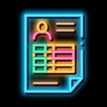 Profile Sheet neon glow icon illustration