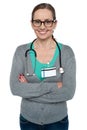 Profile shot of a confident casual female doctor Royalty Free Stock Photo