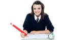 Profile shot of smiling school girl Royalty Free Stock Photo