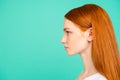 Profile side view portrait of nice positive calm content attract Royalty Free Stock Photo