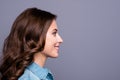 Profile side view of stylish trendy nice cute cheerful adorable Royalty Free Stock Photo