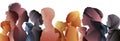 Silhouette profile face group of men and women of diverse culture.People diversity.Equality concept Royalty Free Stock Photo