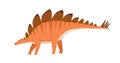 Profile of stegosaurus dino with spikes and plates on back and tail. Extinct dinosaur of ancient jurassic period