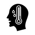 Profile with thermometer silhouette style Royalty Free Stock Photo