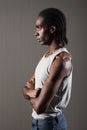 Profile of tough young black man with dreadlocks Royalty Free Stock Photo