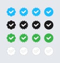 Profile Verification, Verified Badge, Set of Verify Icon for Social Media Account, Approved Tick, Check Mark, Accept