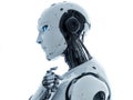 Profile View of a Humanoid Robot, 3D Render, AI, Artificial Intelligence, Robotic Design AI, Robotics Royalty Free Stock Photo