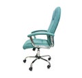 Profile view of office chair from green cloth. Isolated Royalty Free Stock Photo