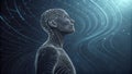 Profile View Wireframe Human, Networked, Digital Being Royalty Free Stock Photo