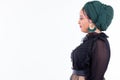 Profile view of young beautiful African Muslim woman Royalty Free Stock Photo