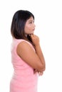 Profile view of young fat Persian teenage girl thinking isolated Royalty Free Stock Photo