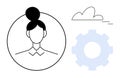 Profile of a Woman with Cloud and Gear Representing Networking and Technology Concepts Royalty Free Stock Photo