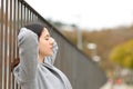 Woman resting and relaxing in the street Royalty Free Stock Photo