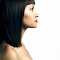 Profile of woman with strict hairstyle Royalty Free Stock Photo