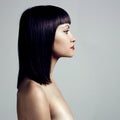 Profile of woman with strict hairstyle Royalty Free Stock Photo