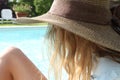 Profile of a young girl wearing a hat and looking Royalty Free Stock Photo