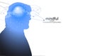 Profile of a young man with mental activity brain and consciousness, with the cosmos as a brain. Royalty Free Stock Photo