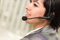 Profile of Young Mixed Race Woman with Headset