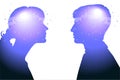 Profile of a young woman and a man with mental activity brain and consciousness. Royalty Free Stock Photo