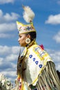 Profile of young woman at powwow.