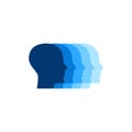 Profiles of human heads. Logo for hr. Psychology icon. Staff sign