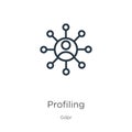 Profiling icon. Thin linear profiling outline icon isolated on white background from gdpr collection. Line vector profiling sign,