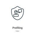 Profiling outline vector icon. Thin line black profiling icon, flat vector simple element illustration from editable gdpr concept