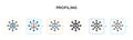 Profiling vector icon in 6 different modern styles. Black, two colored profiling icons designed in filled, outline, line and