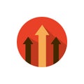 Profit arrows finance business strategy icon block shadow