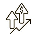 Profit arrows money economy financial business stock market line style icon