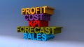 Profit cost kpi forecast sales on blue