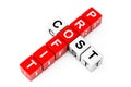 Profit and Cost Sign as Crossword Cube Blocks. 3d Rendering Royalty Free Stock Photo